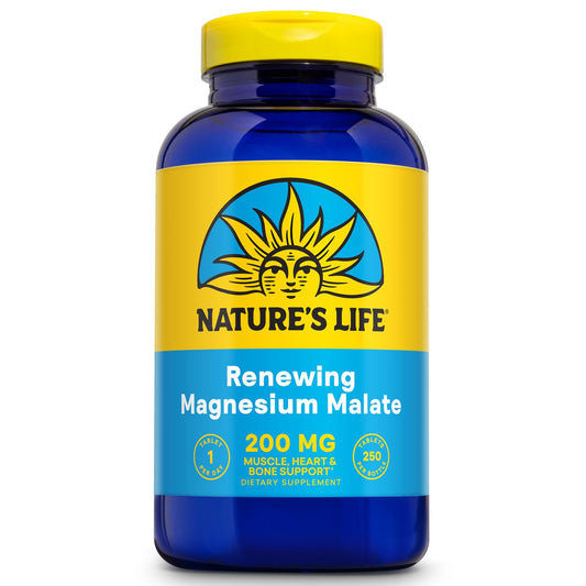 Nature's Life Renewing Magnesium Malate bottle, 200 mg per tablet
