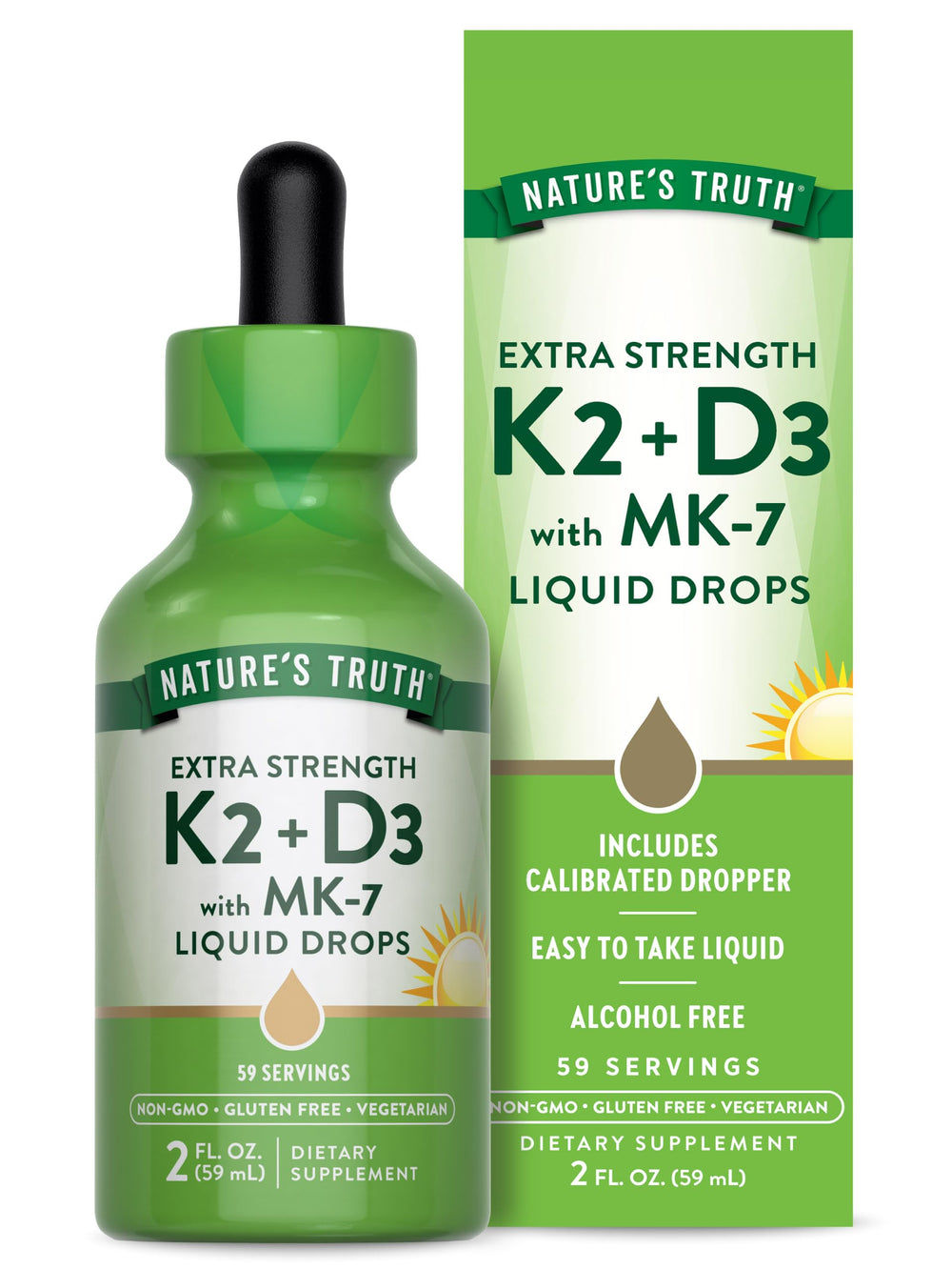 Nature's Truth D3 K2 liquid drops bottle front