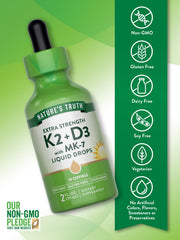 Label showing D3 and K2 MK-7 ingredients