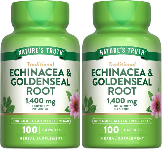 Nature's Truth Echinacea Goldenseal capsules bottle with label
