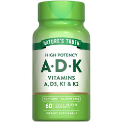 Bottle of Nature’s Truth Vitamin ADK Softgels
