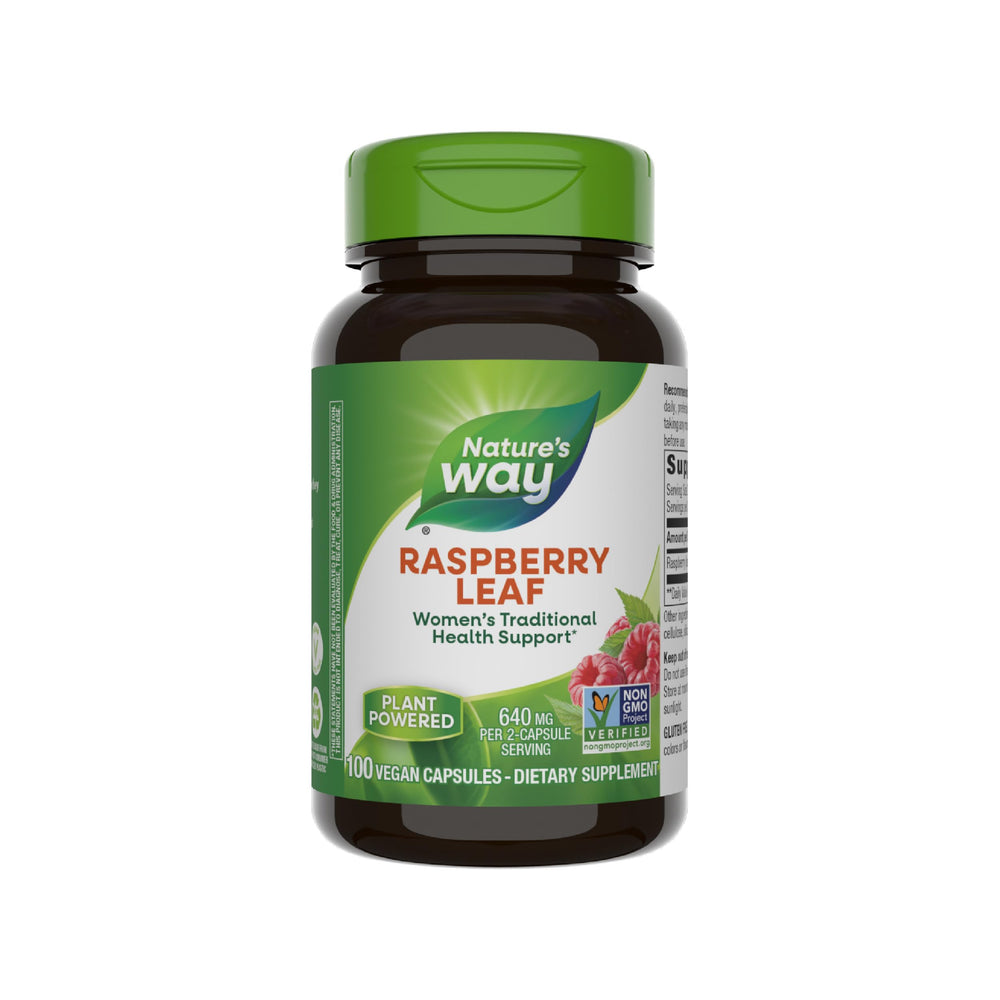 Bottle of Nature's Way Raspberry Leaf supplement