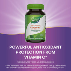 Close-up of a capsule from Nature's Way Vitamin C with Rose Hips 1000 mg
