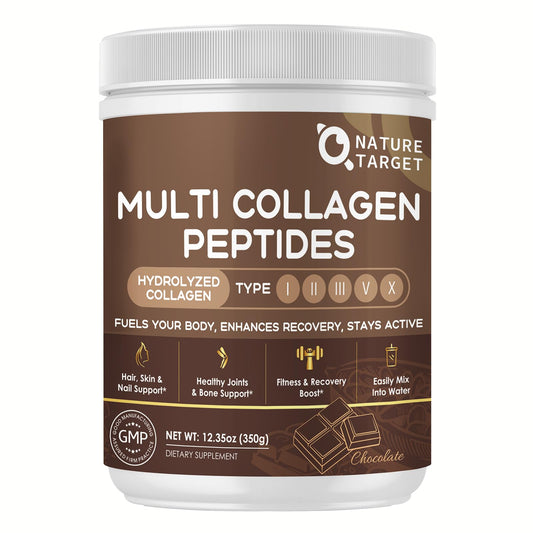 Nature Target Chocolate Multi Collagen Peptides bottle with label