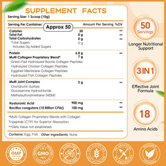 Close-up of collagen powder ingredients and blend