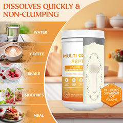 Collagen powder being mixed into coffee or smoothie