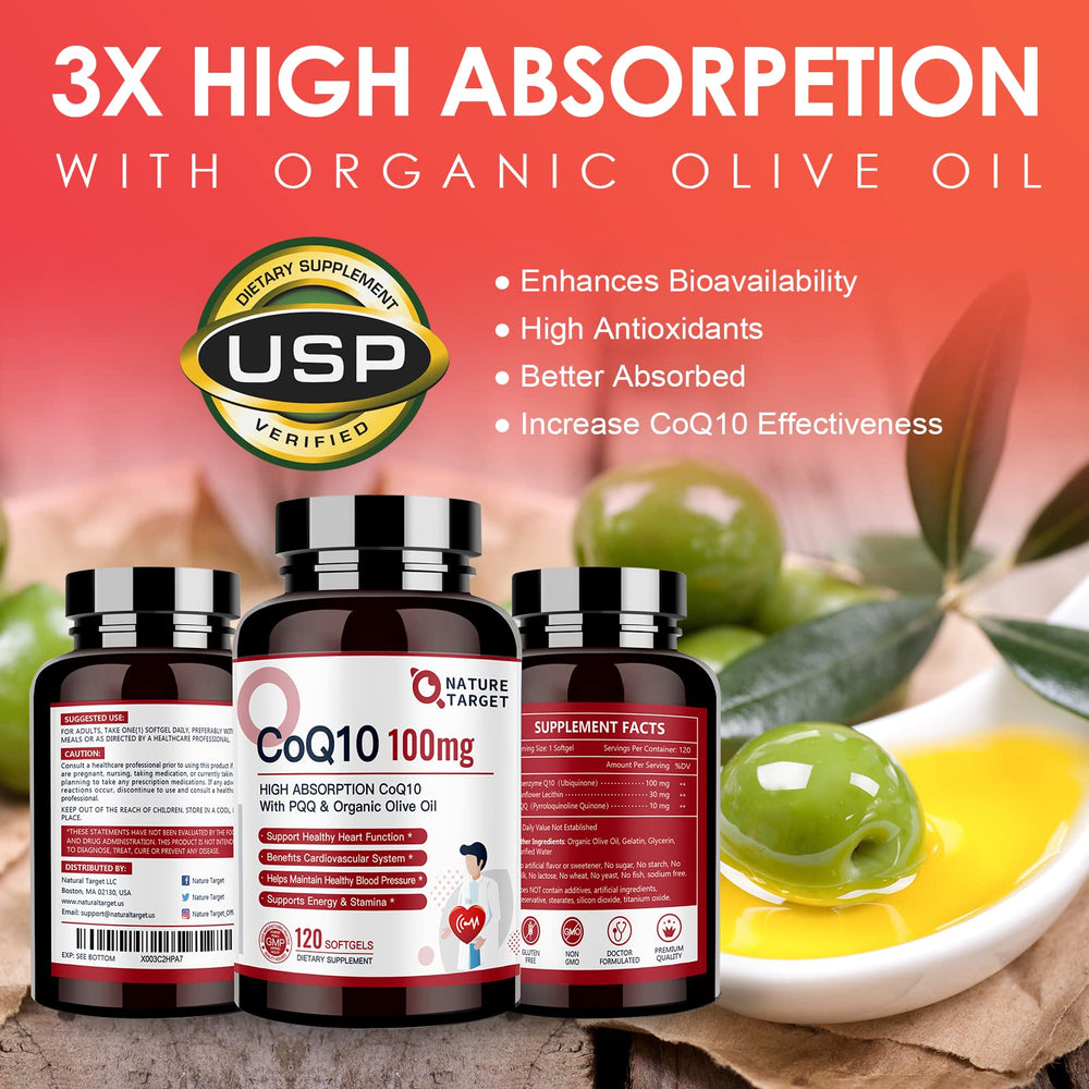 Ingredients showing CoQ10 with PQQ and olive oil