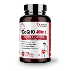 Nature Target CoQ10 400mg with PQQ, Omega-3s and L-Carnitine softgels, 120 servings