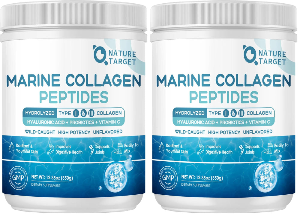 Nature Target Marine Collagen Powder bottle for convenient daily skin and hair support.