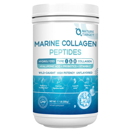 Bottle of NATURE TARGET Marine Collagen Powder for Women