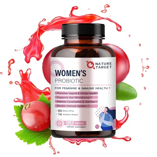 Healthy lifestyle scene featuring a woman and probiotic supplement