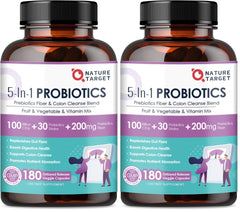 Nature Target Probiotics bottle front shows 100B CFU for daily gut support
