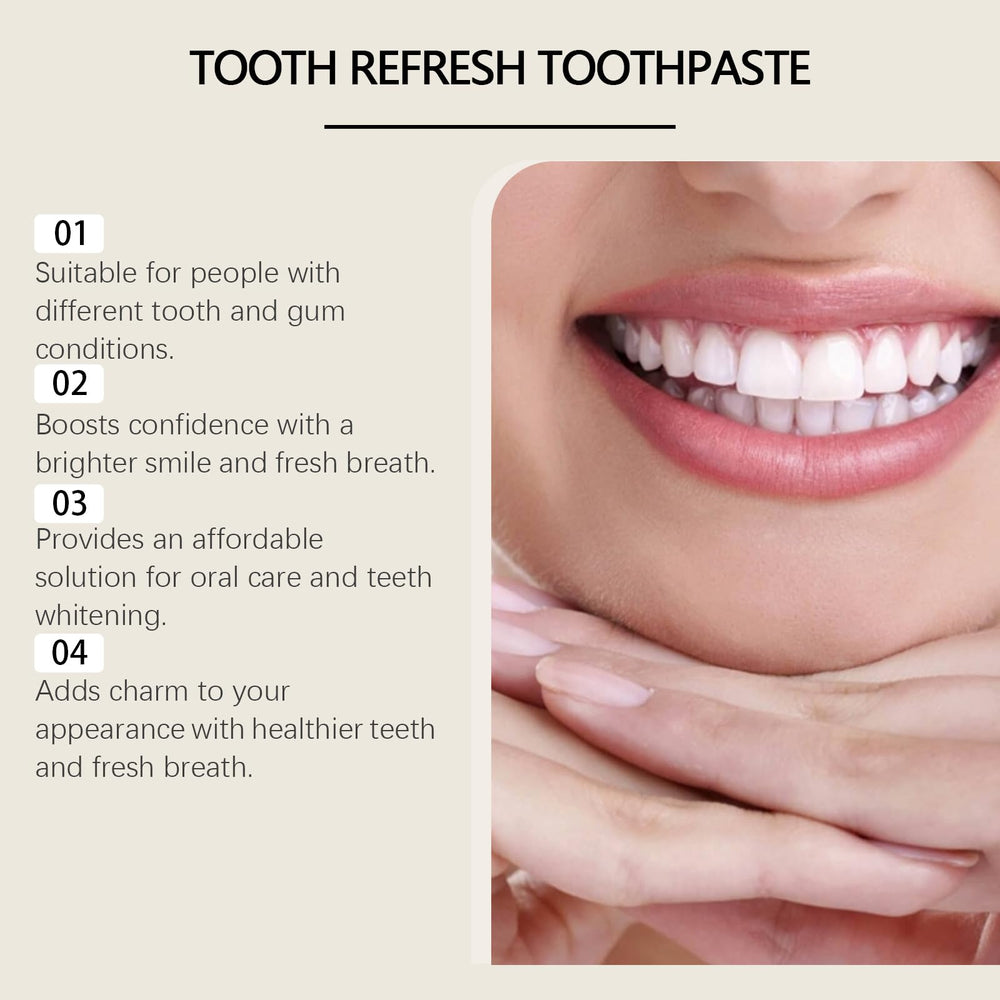 Close-up of Nature Tooth Refresh whitening toothpaste tube