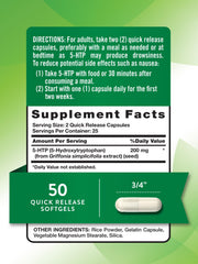 Close-up of Nature's Truth 5HTP 200mg Quick Release capsules