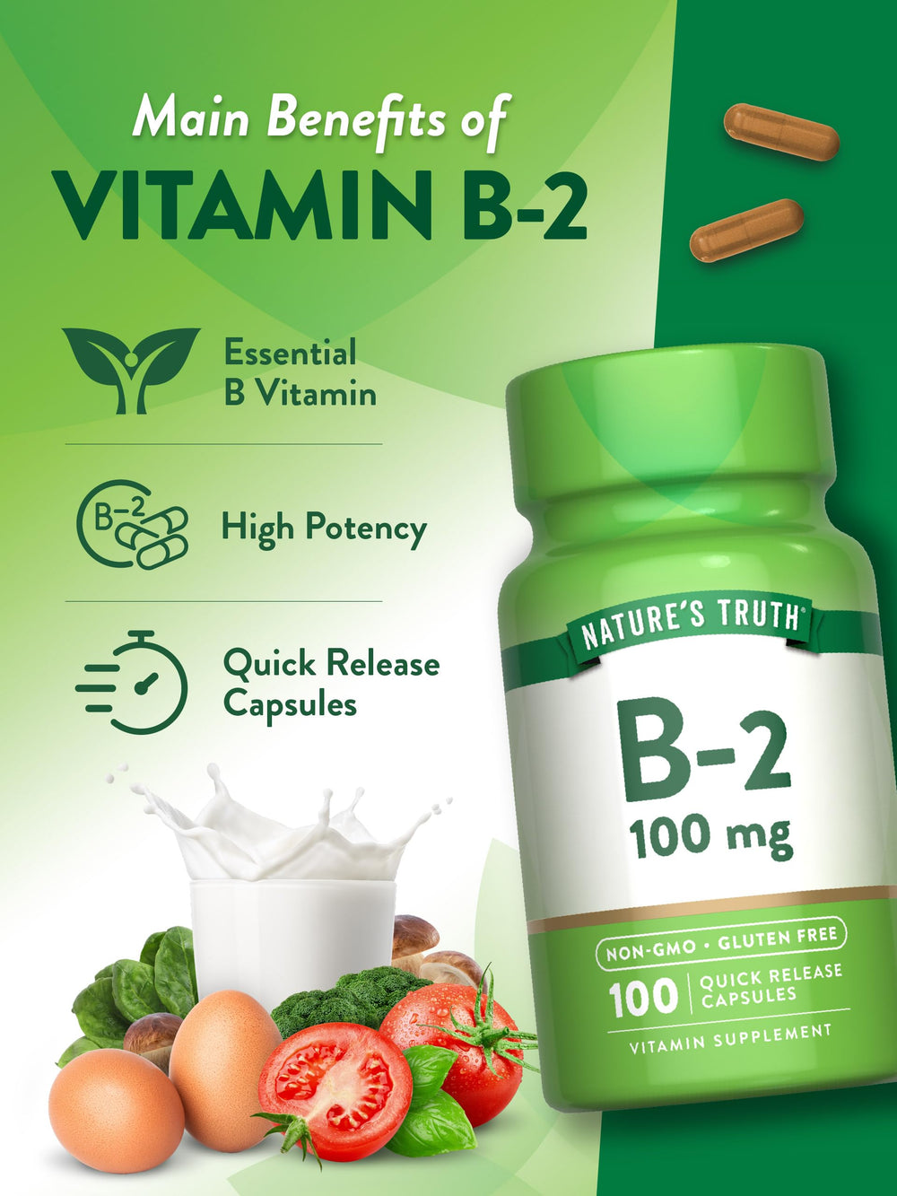 Nature's Truth B2 Vitamin ingredients panel