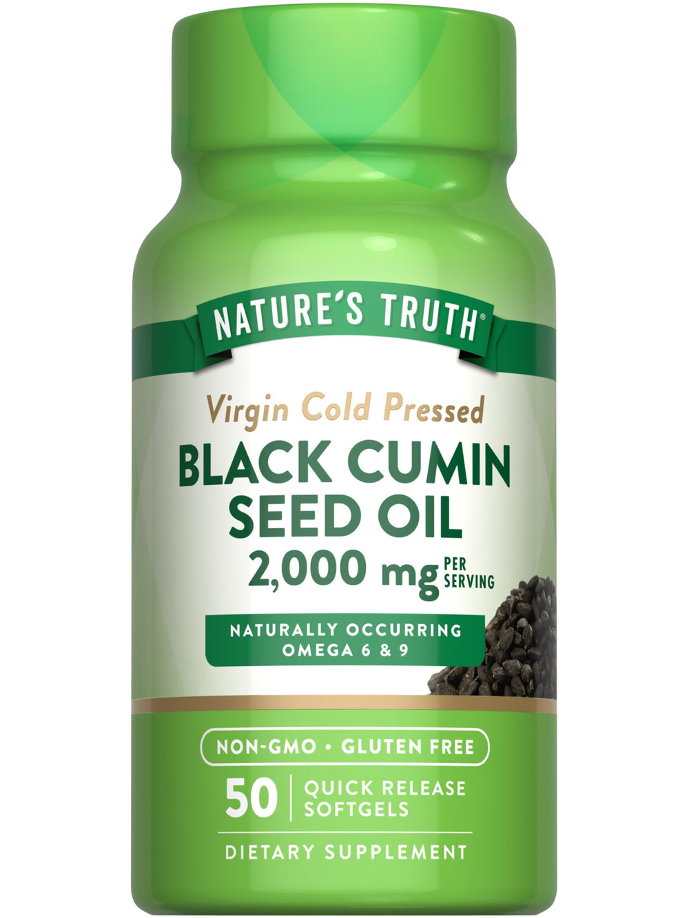 Nature's Truth Black Cumin Seed Oil 2000 mg bottle with 50 softgels