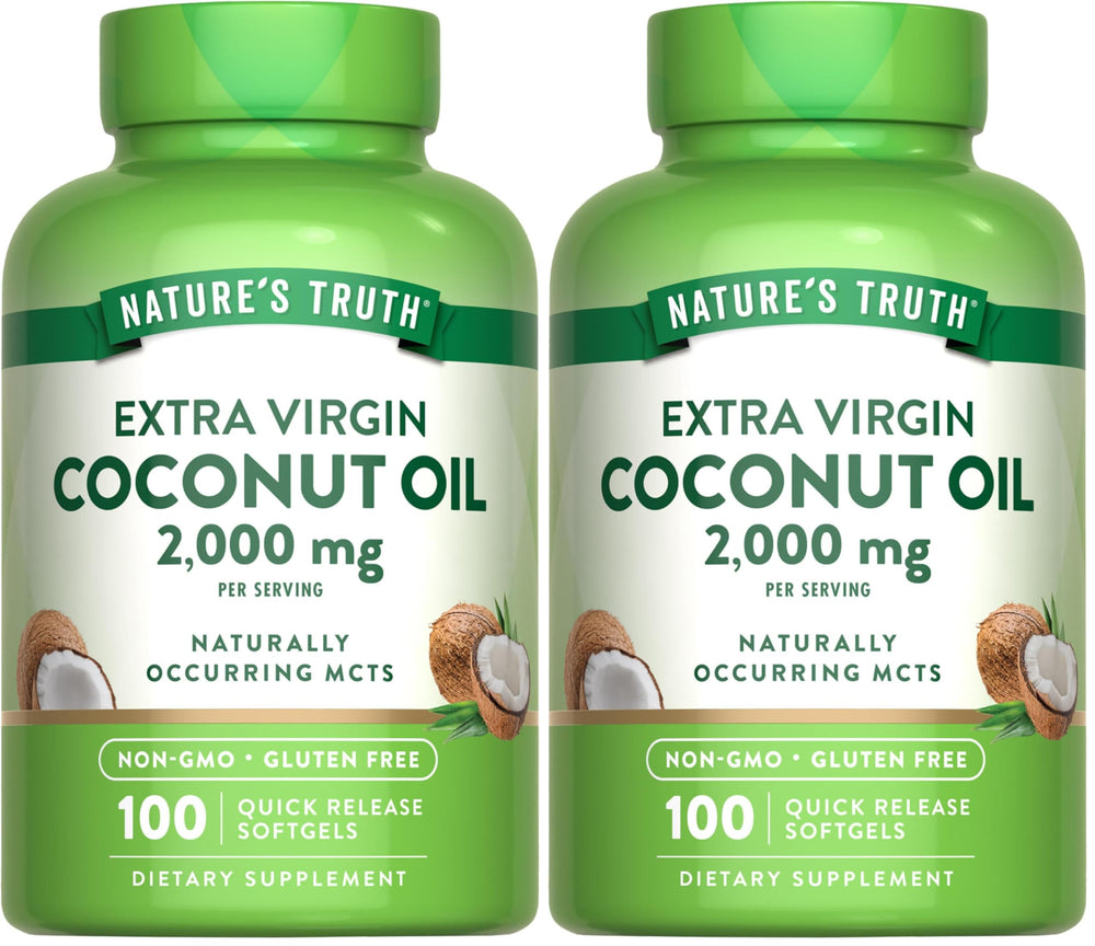 Front view of Nature's Truth Coconut Oil Supplement Pack of 2