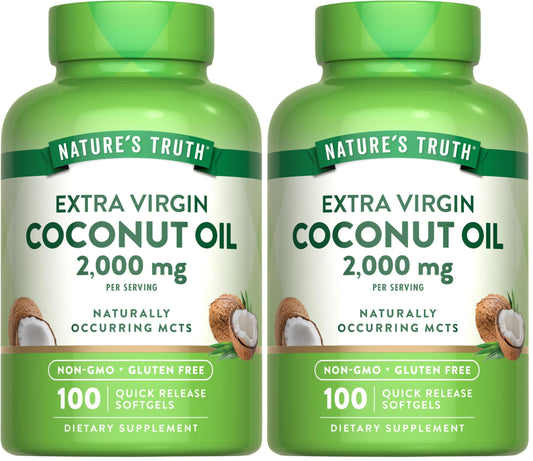 Front view of Nature's Truth Coconut Oil Supplement Pack of 2