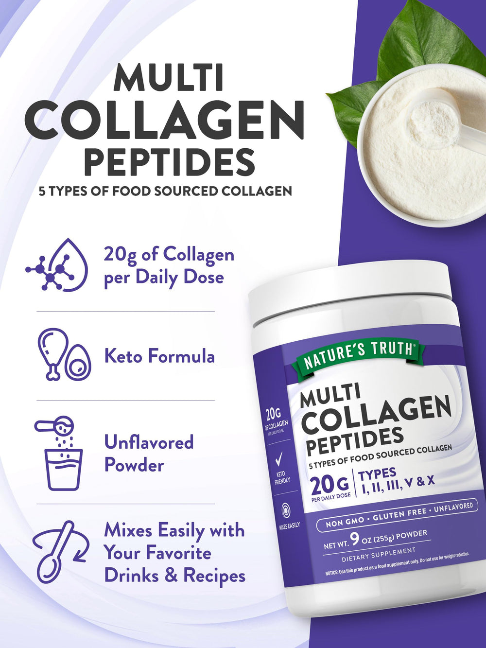 Ingredients and allergen information for Nature's Truth collagen