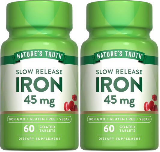 Nature's Truth Iron Supplement bottle with 60 vegan-coated tablets