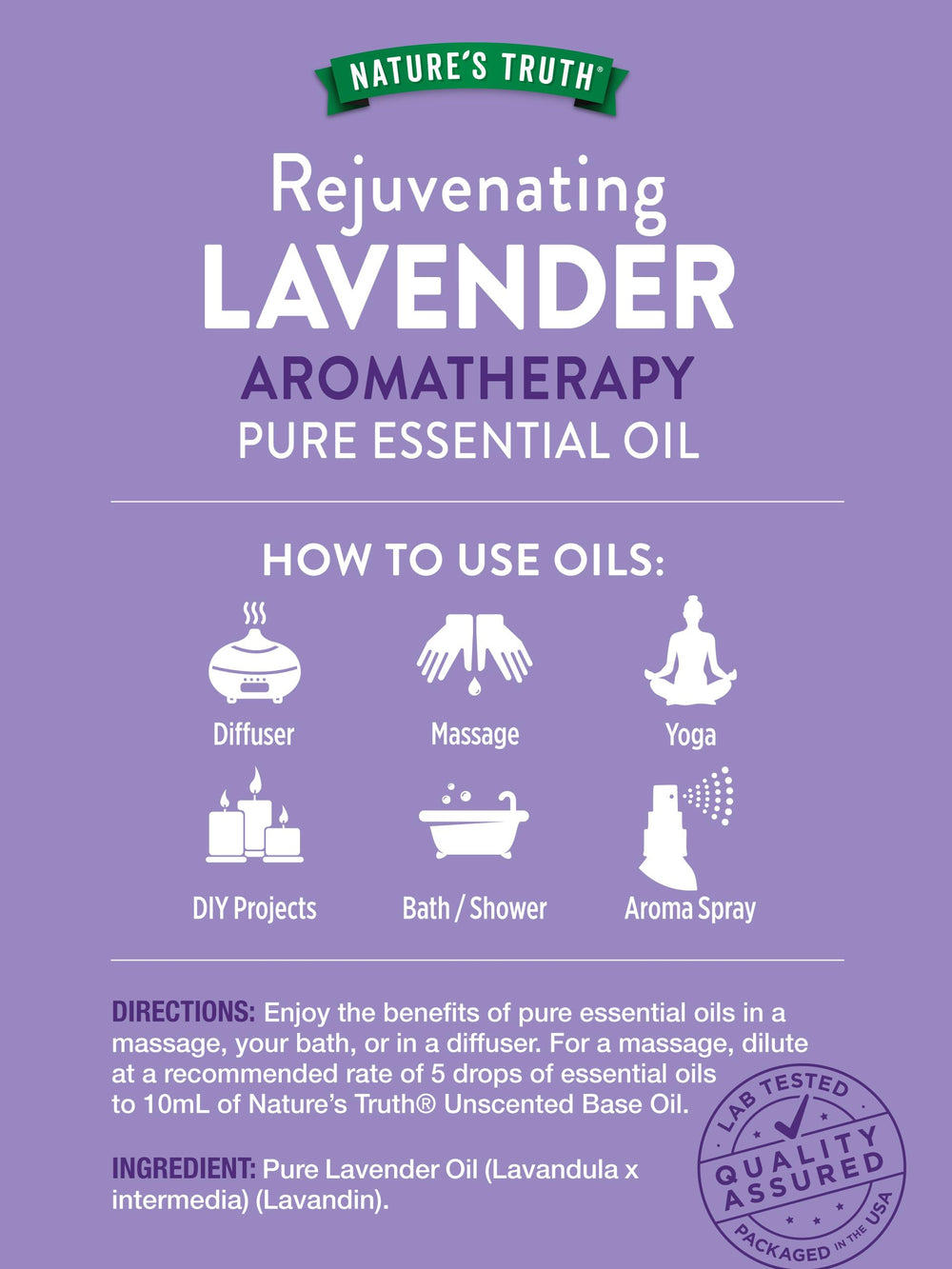 Lavender essential oil bottle with dropper