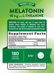 Close-up of ingredients on Nature's Truth Melatonin label