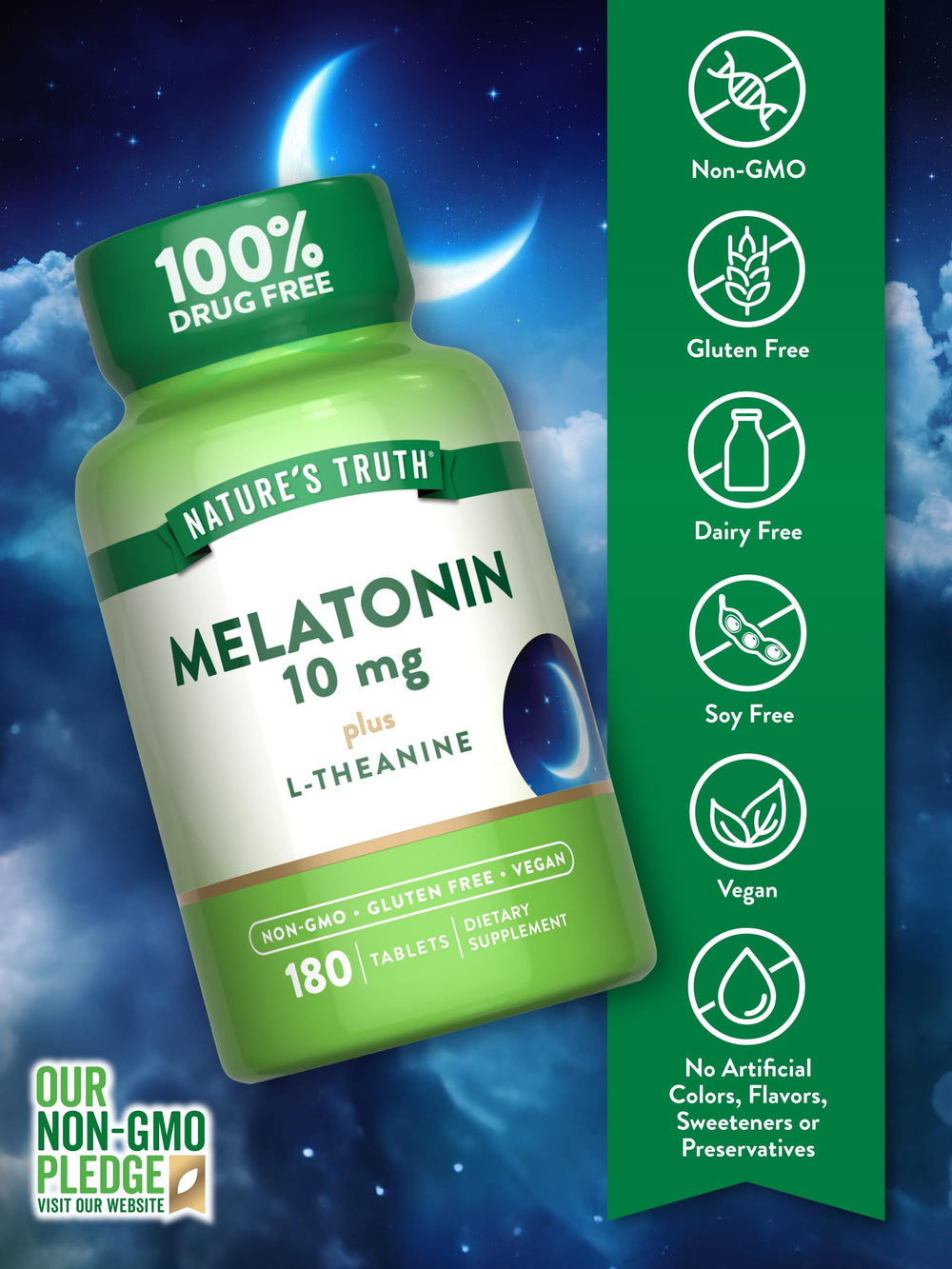 Vegan formula icon for Nature's Truth Melatonin 10 mg