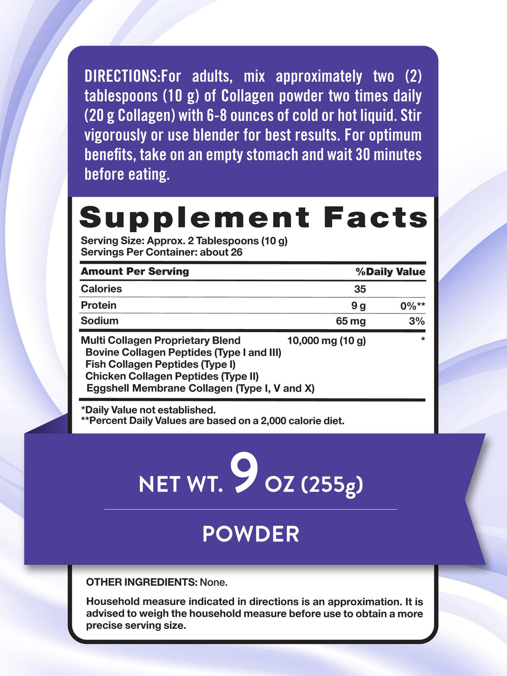 9 oz Nature's Truth collagen powder packaging