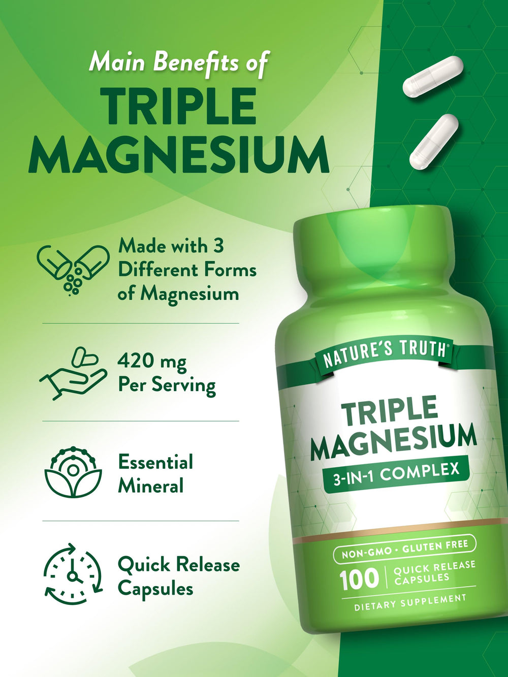 Nature's Truth branding on magnesium bottle