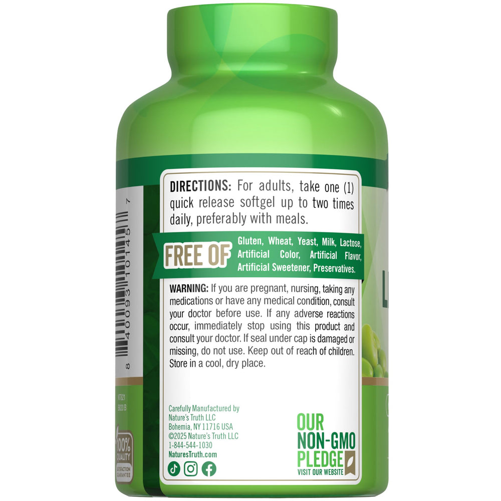 Supplement facts for Nature's Truth Ultra Soy Lecithin 1200 mg