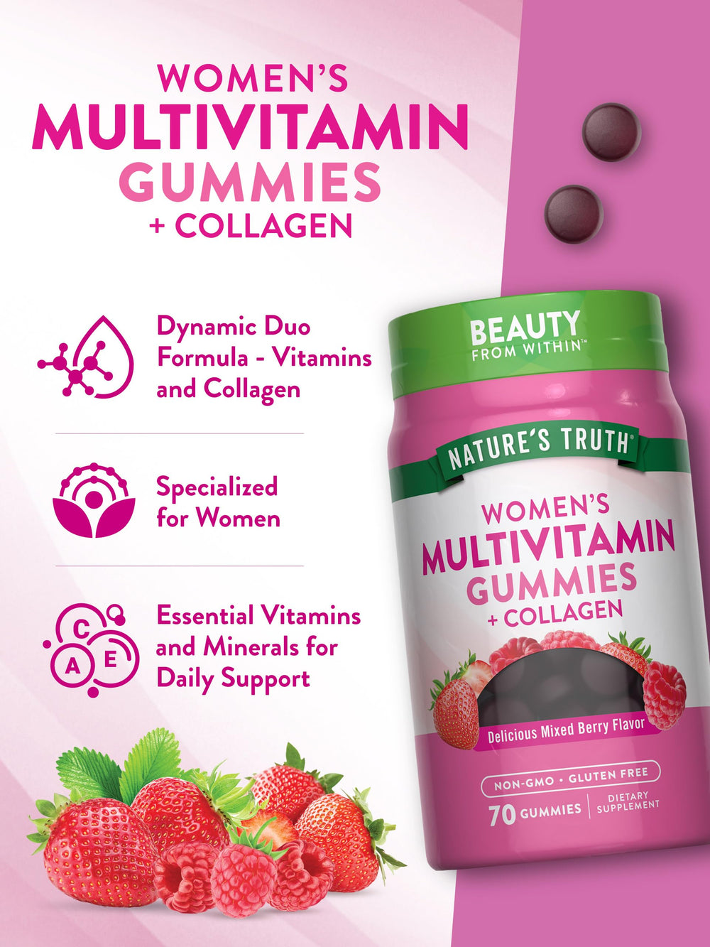Gluten-free and Non-GMO labels on bottle