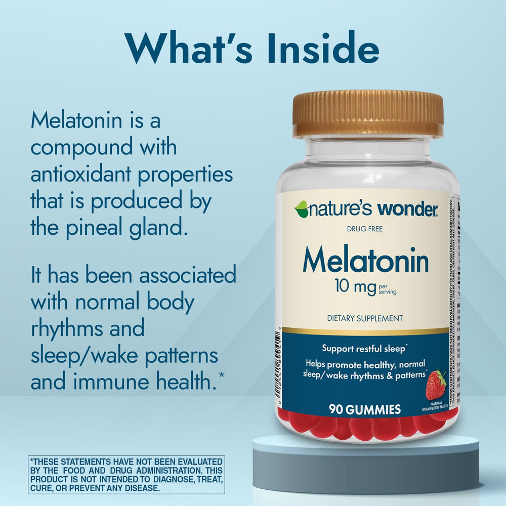 Back view and nutrition facts of Nature's Wonder Melatonin Gummies