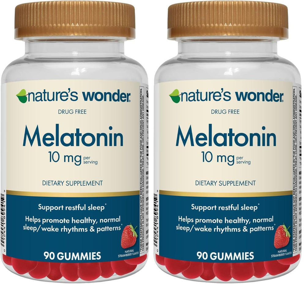 Front view of Nature's Wonder Melatonin Gummies bottle