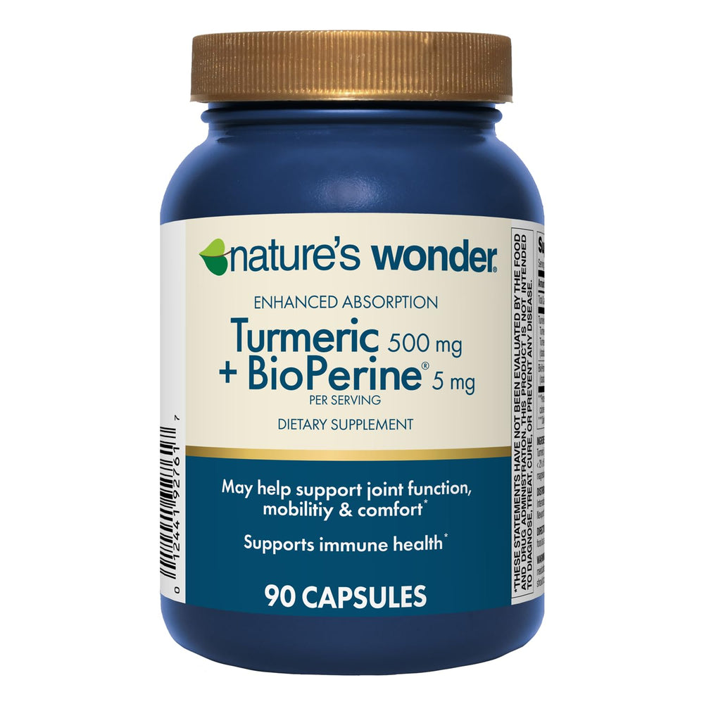 Nature's Wonder Turmeric with BioPerine bottle label