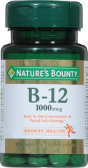 Back label of Nature's Bounty Vitamin B-12 1000 mcg tablets