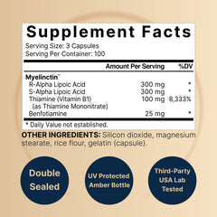 Close up of Myelinctin formula text on NatureBell bottle