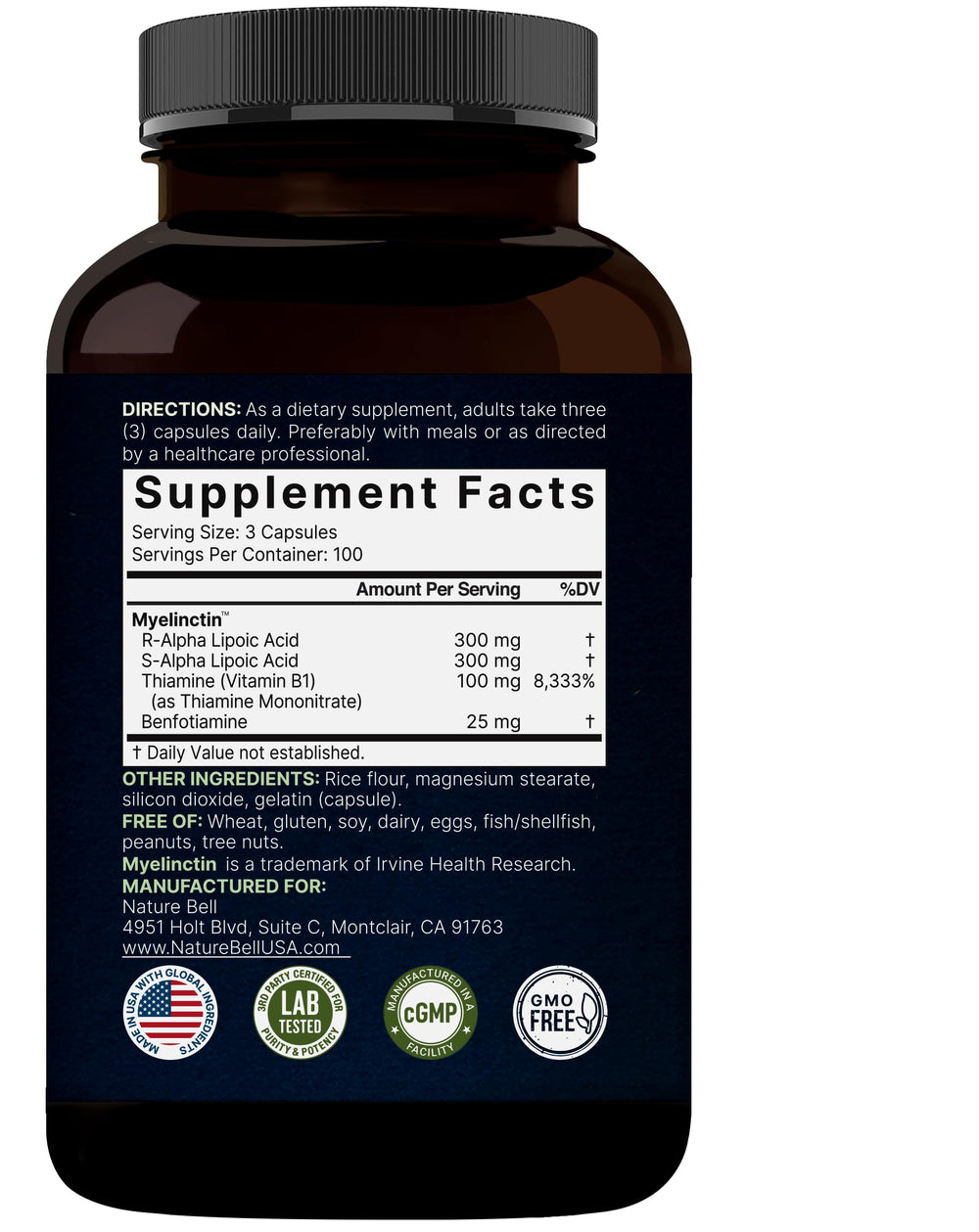 Third party lab test seal on NatureBell product