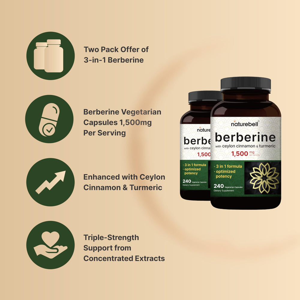 NatureBell berberine-480-capsules-total bottle-front view for extended supply