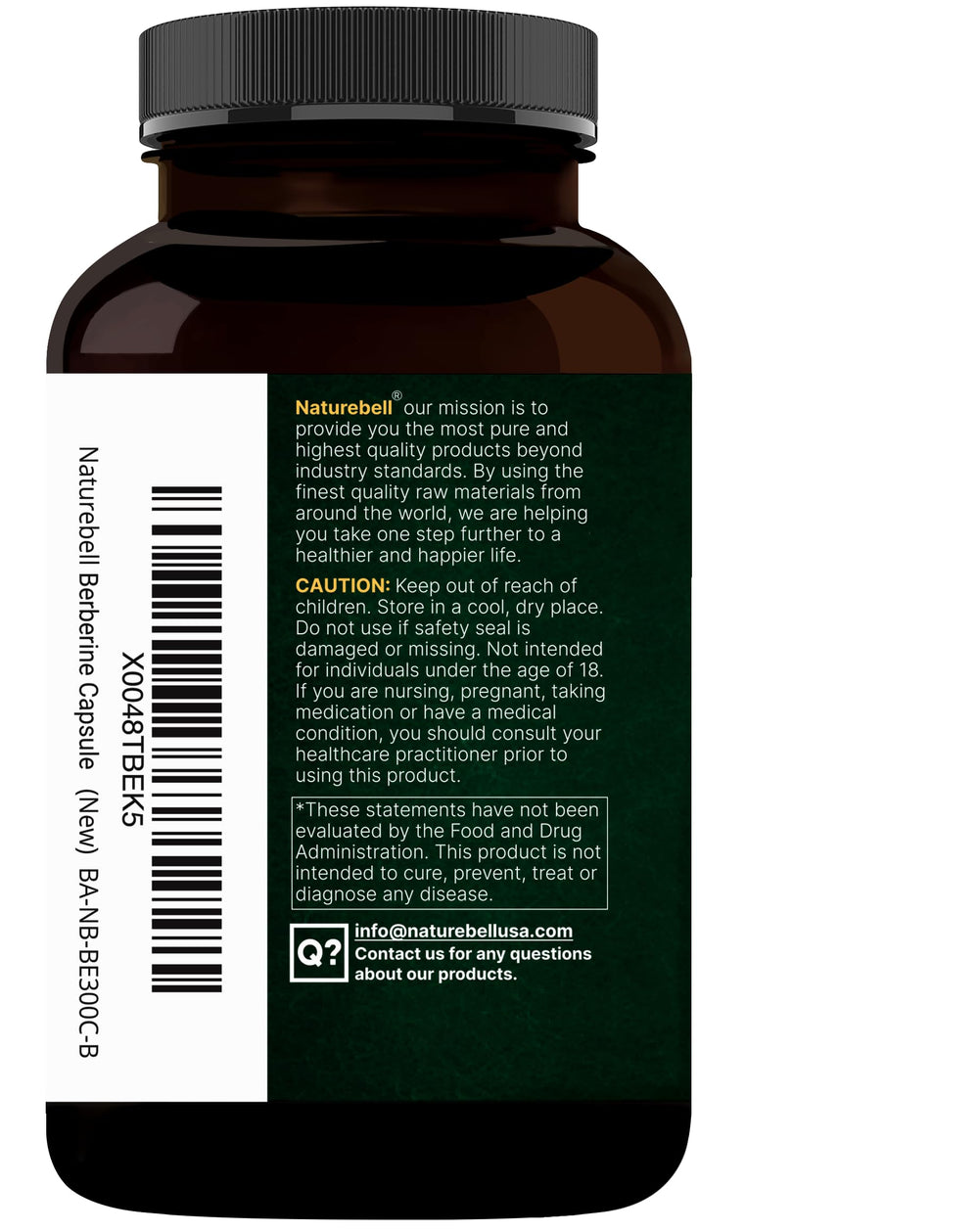 Third-party lab tested seal on NatureBell bottle