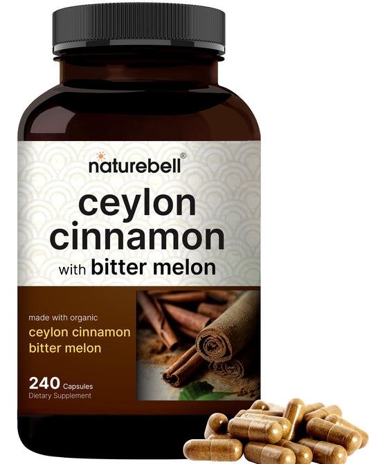 NatureBell Ceylon Cinnamon per serving bottle and capsules