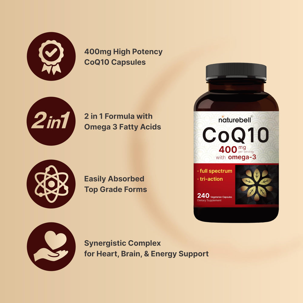 NatureBell CoQ10 Omega-3 supplement facts label