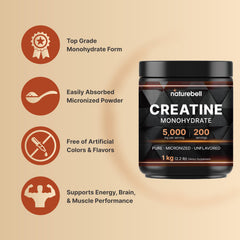 Unflavored creatine monohydrate powder in scoop