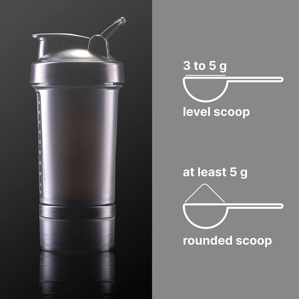 Scoop of creatine powder showing 5000mg per serving