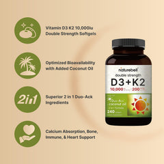 Graphic illustrating Duo-Ack 2-in-1 D3 and K2 with MK-7