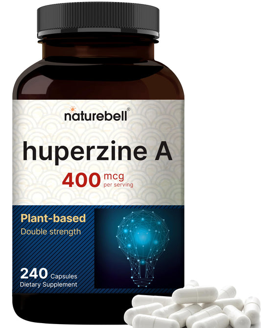 NatureBell Huperzine A bottle and capsules displayed on a neutral background