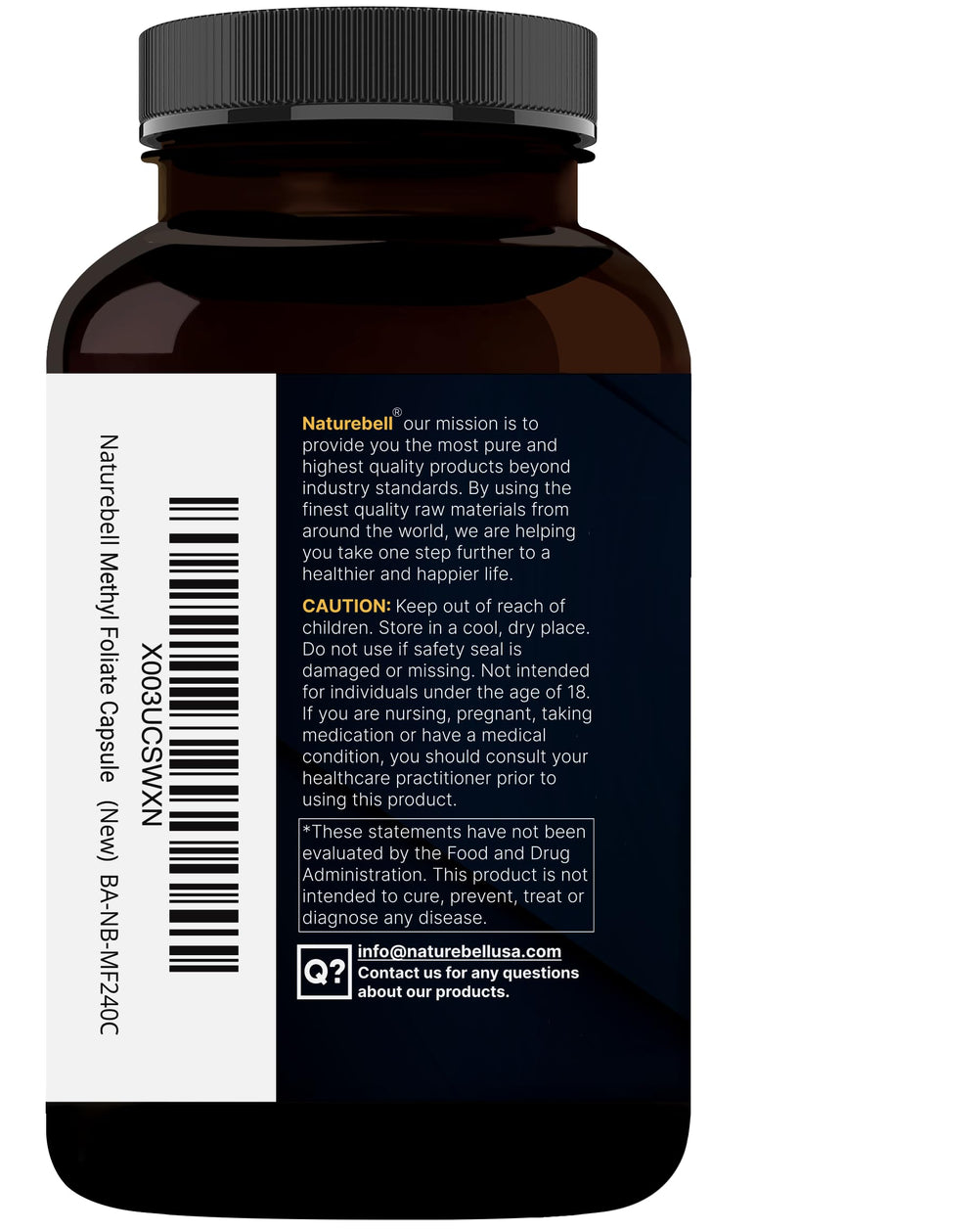 Product display showing multiple angles of NatureBell L-Methylfolate