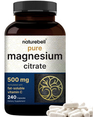 NatureBell magnesium citrate 500mg bottle with 240 capsules