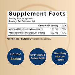 Close-up image of NatureBell magnesium citrate capsules