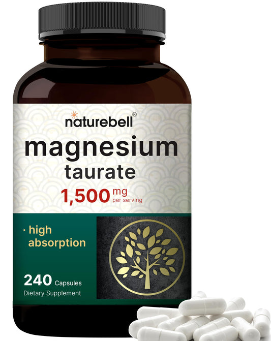 NatureBell Magnesium Taurate 1,500mg bottle with 240 capsules