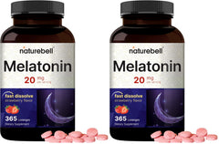 NatureBell Melatonin 20mg strawberry-flavored chewable lozenges, 365-count per bottle, pack of 2